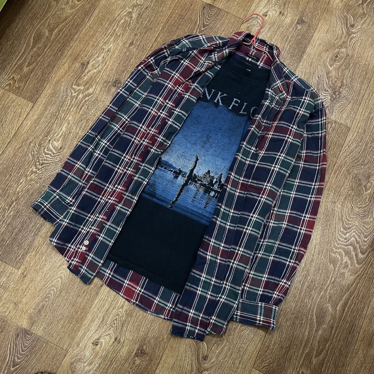 Vintage Vintage 90s Plaid Shirt Graphic Tee Layered Grunge Streetwea Size US L / EU 52-54 / 3 - 1 Thumbnail