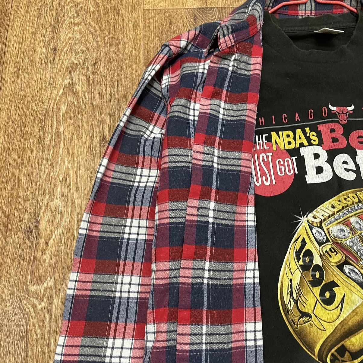Vintage Vintage 90s Plaid Shirt Graphic Tee Layering Grunge Boxy XL Size US XL / EU 56 / 4 - 4 Thumbnail