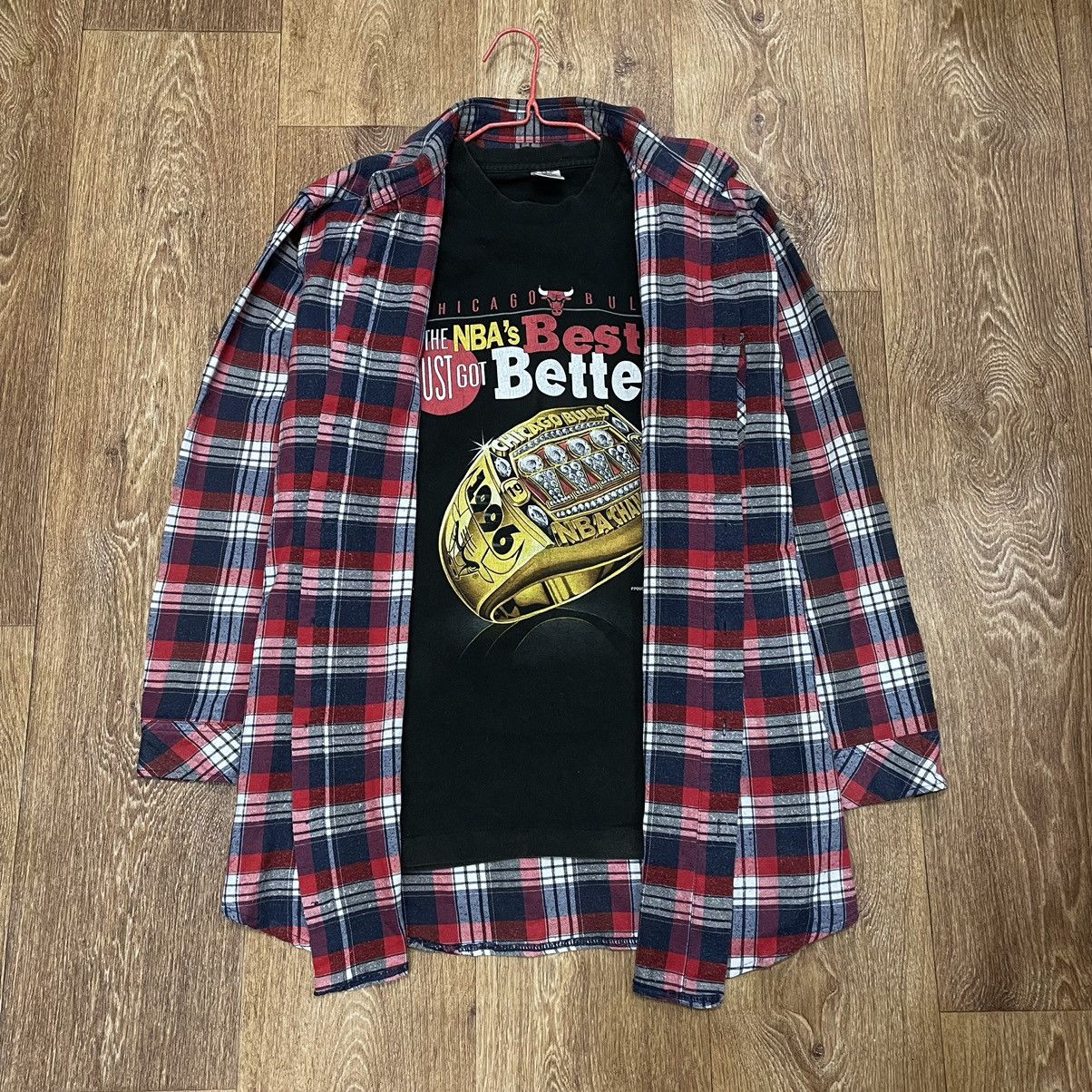 Vintage Vintage 90s Plaid Shirt Graphic Tee Layering Grunge Boxy XL Size US XL / EU 56 / 4 - 1 Thumbnail