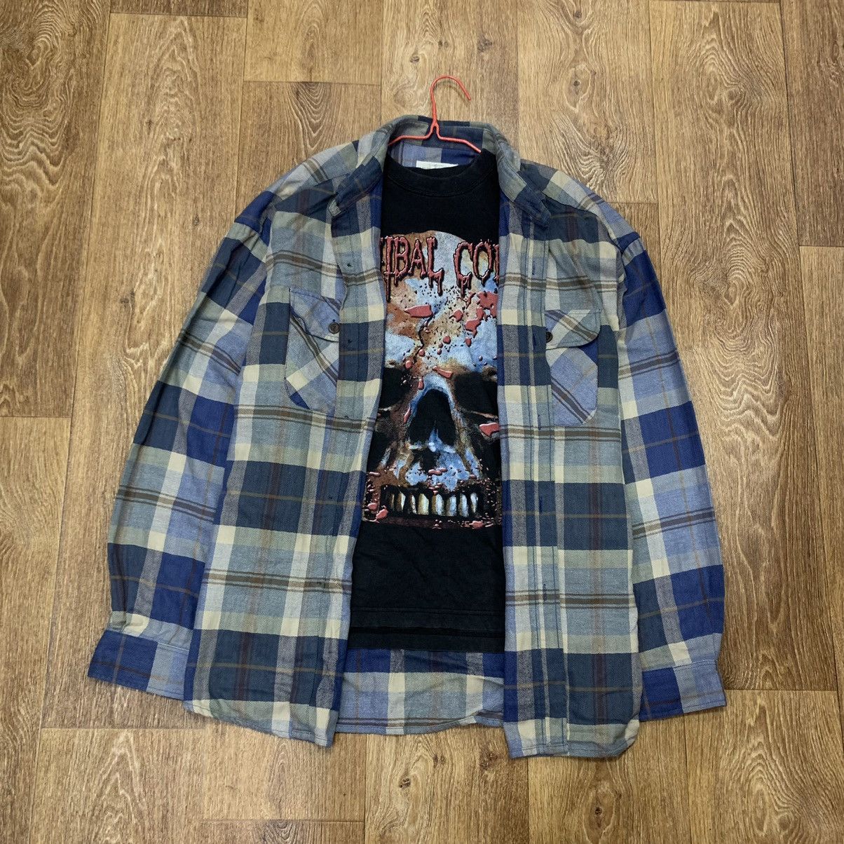 Flannel Vintage Flannel Checkered Shirt Travis Style Size US XL / EU 56 / 4 - 1 Thumbnail