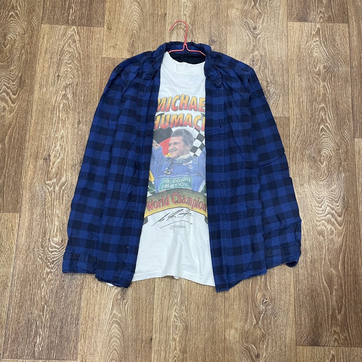 Vintage Vintage 90s Blue Plaid Shirt Grunge Skate Streetwear Logo L Size US L / EU 52-54 / 3 - 1 Thumbnail