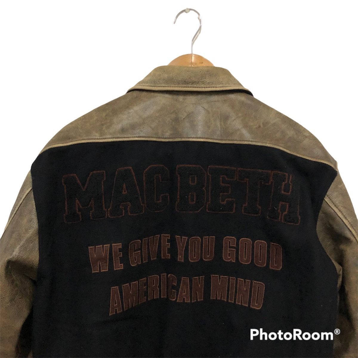 Vintage Macbeth varsity leather sleeve jacket big logo made in JAPAN Size US M / EU 48-50 / 2 - 3 Thumbnail