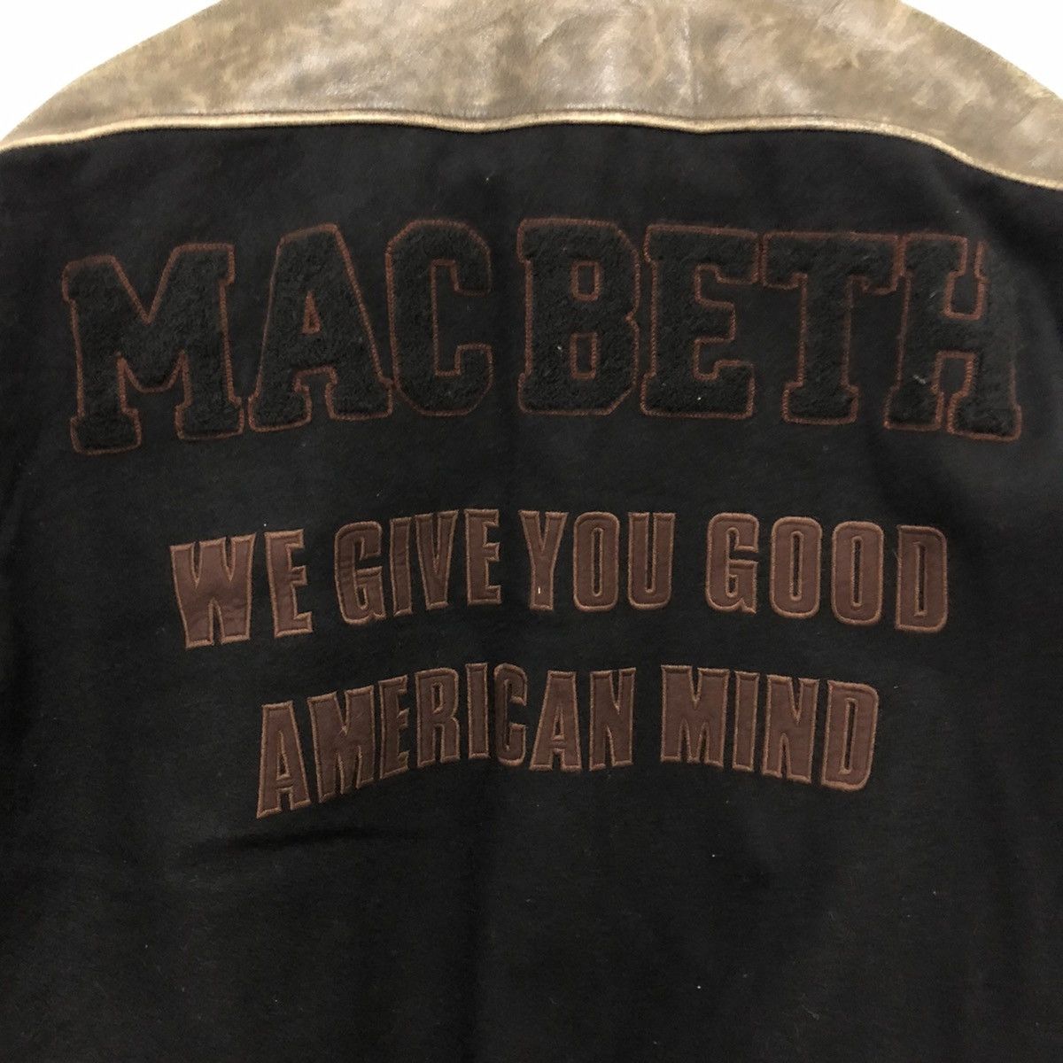 Vintage Macbeth varsity leather sleeve jacket big logo made in JAPAN Size US M / EU 48-50 / 2 - 8 Thumbnail