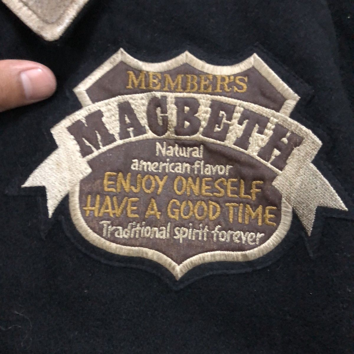 Vintage Macbeth varsity leather sleeve jacket big logo made in JAPAN Size US M / EU 48-50 / 2 - 6 Thumbnail