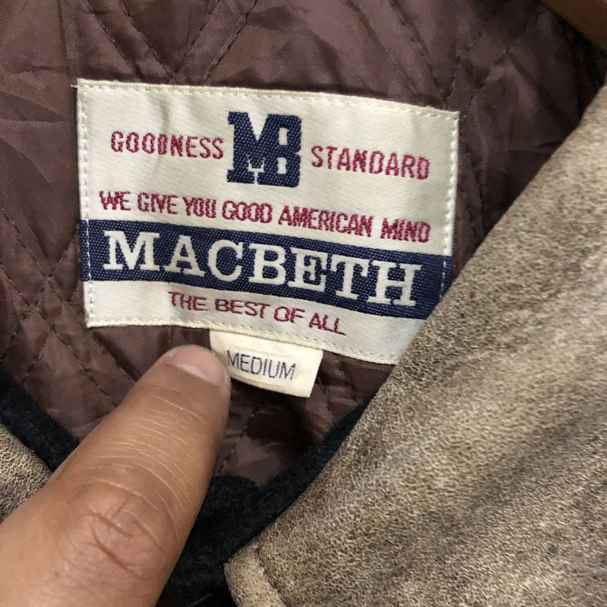 Vintage Macbeth varsity leather sleeve jacket big logo made in JAPAN Size US M / EU 48-50 / 2 - 5 Thumbnail