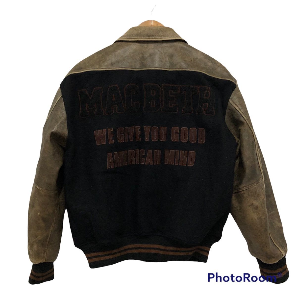 Vintage Macbeth varsity leather sleeve jacket big logo made in JAPAN Size US M / EU 48-50 / 2 - 1 Thumbnail