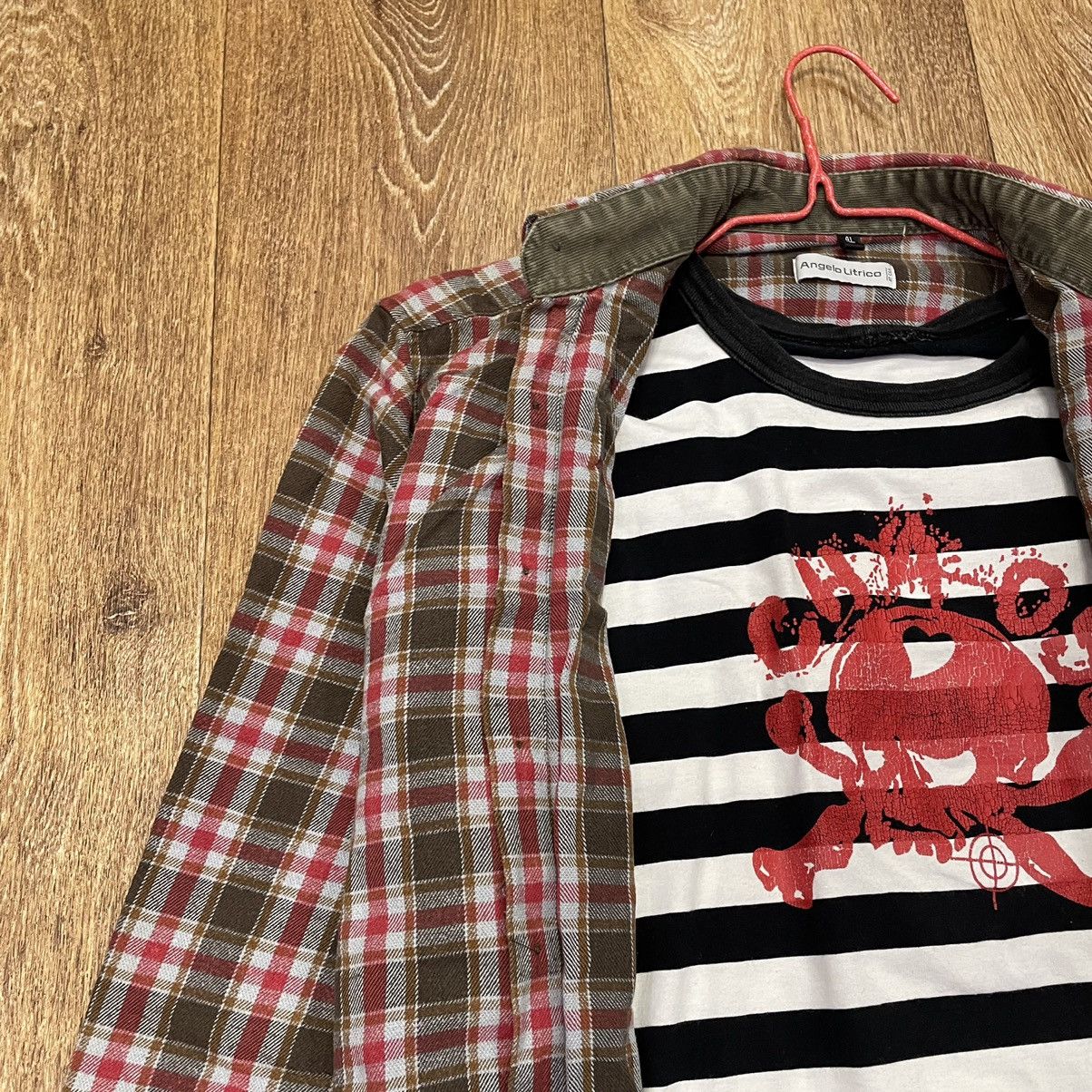 Vintage Vintage Y2K Plaid Shirt Striped Graphic Tee Grunge Layered L Size US L / EU 52-54 / 3 - 4 Thumbnail