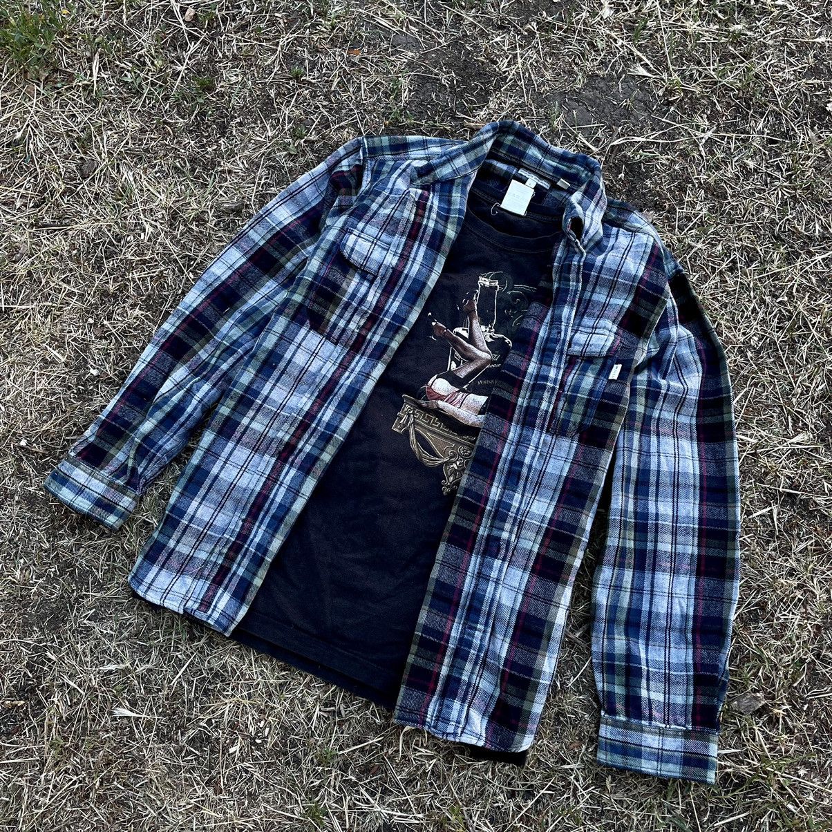 Vintage Vintage 90s Plaid Shirt Thrashed Grunge Skate Slim Relaxed L Size US L / EU 52-54 / 3 - 2 Thumbnail
