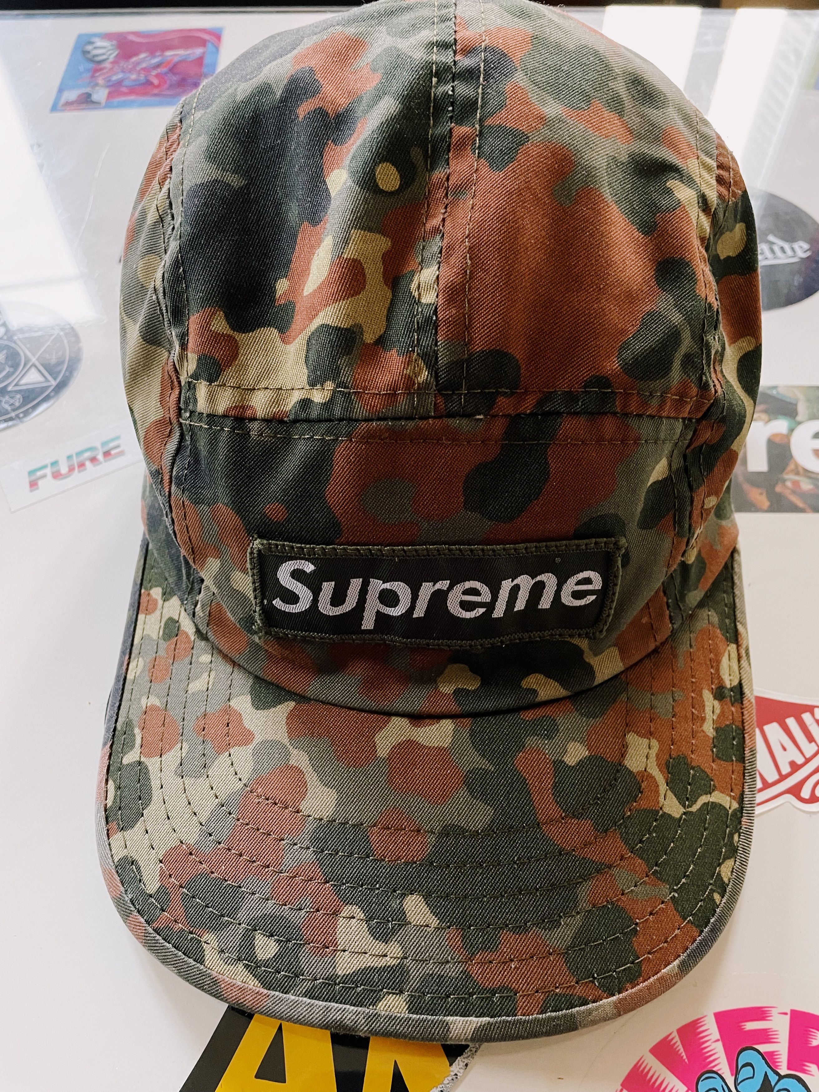 Supreme × Vintage Vintage Supreme 2001 Painted Camo Camp Cap Size ONE SIZE - 3 Thumbnail