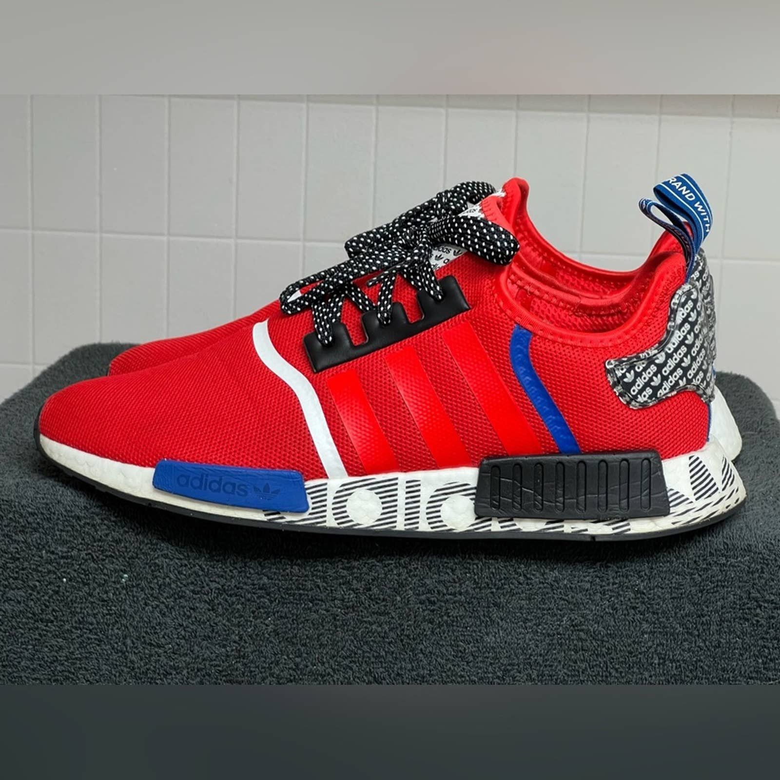 ADIDAS NMD R1 Active Red/ Black/ Blue Excellent Shoes