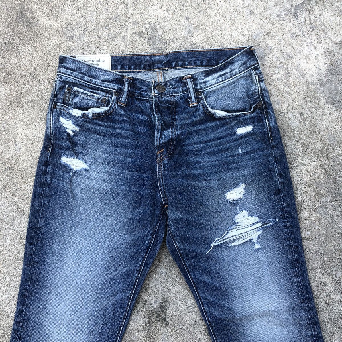 Abercrombie & Fitch × Vintage 🔥Rare🔥Abercrombie&Fitch Stoned Wash Rips Distress Jeans Size US 32 / EU 48 - 2 Thumbnail