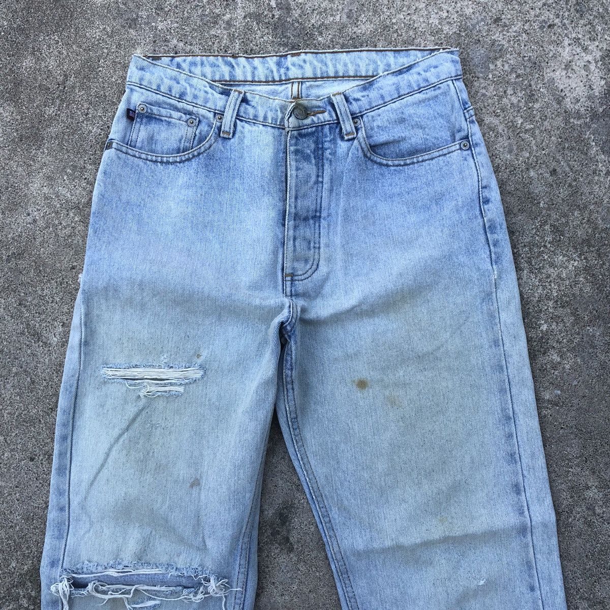 Polo Ralph Lauren × Ralph Lauren 🔥Trash🔥Polo Ralph Lauren Destroy Rips Slay Distress Jeans Size US 30 / EU 46 - 2 Thumbnail