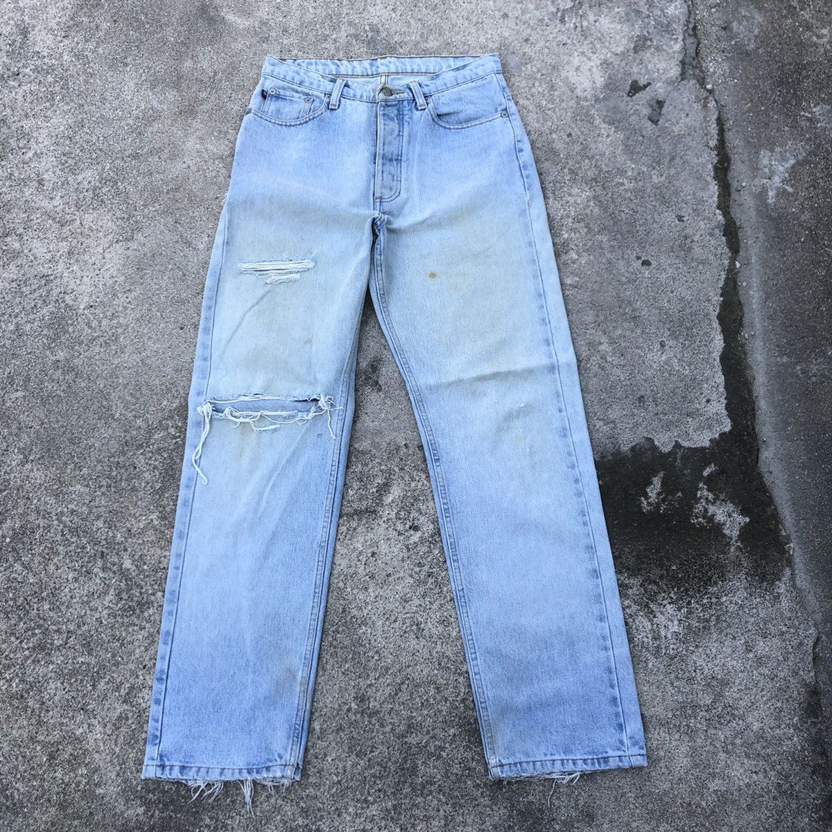 Polo Ralph Lauren × Ralph Lauren 🔥Trash🔥Polo Ralph Lauren Destroy Rips Slay Distress Jeans Size US 30 / EU 46 - 1 Thumbnail