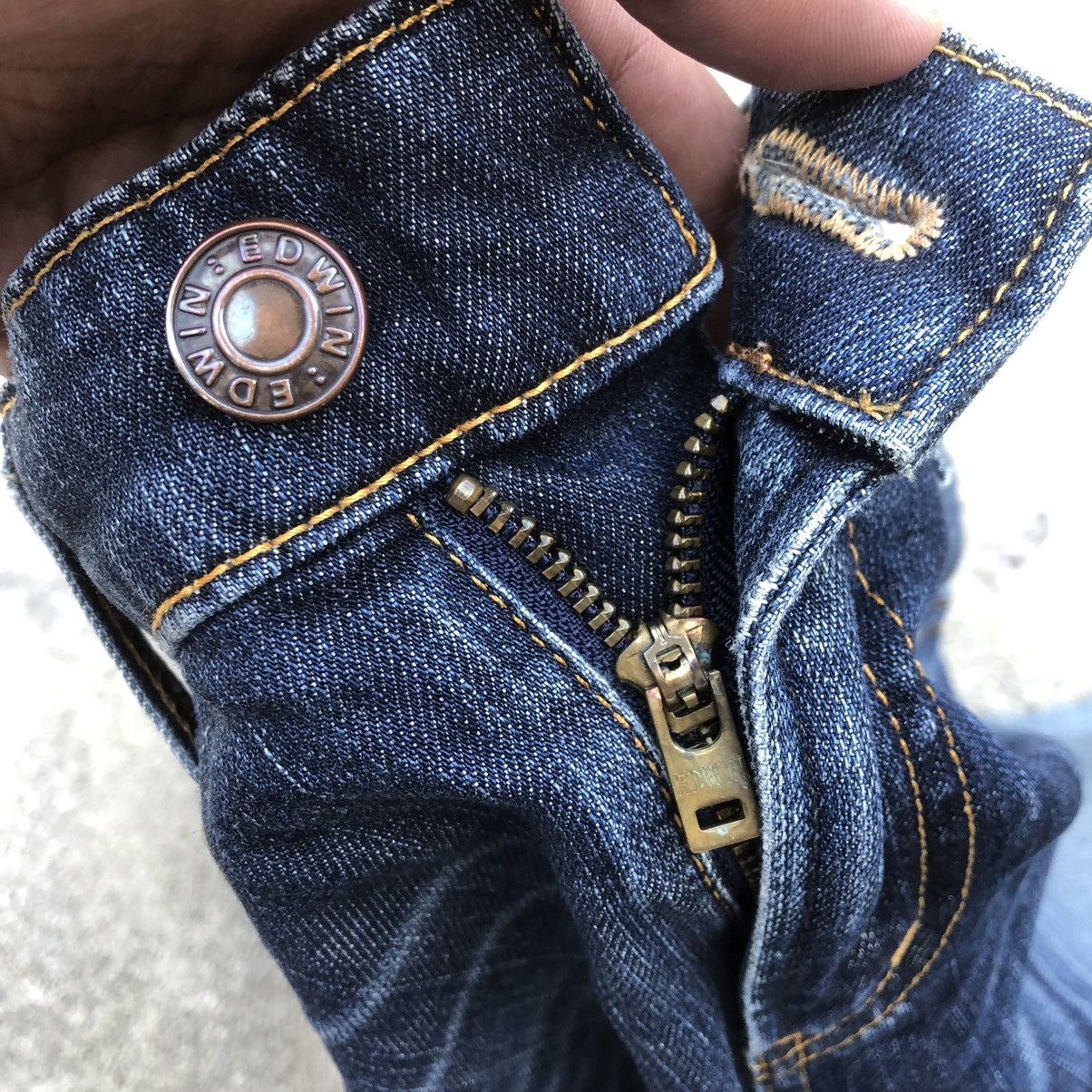 Edwin × Vintage 🔥Rare🔥Vintage Edwin 503 Stoned Wash Rips Denim Jeans Size US 32 / EU 48 - 10 Thumbnail