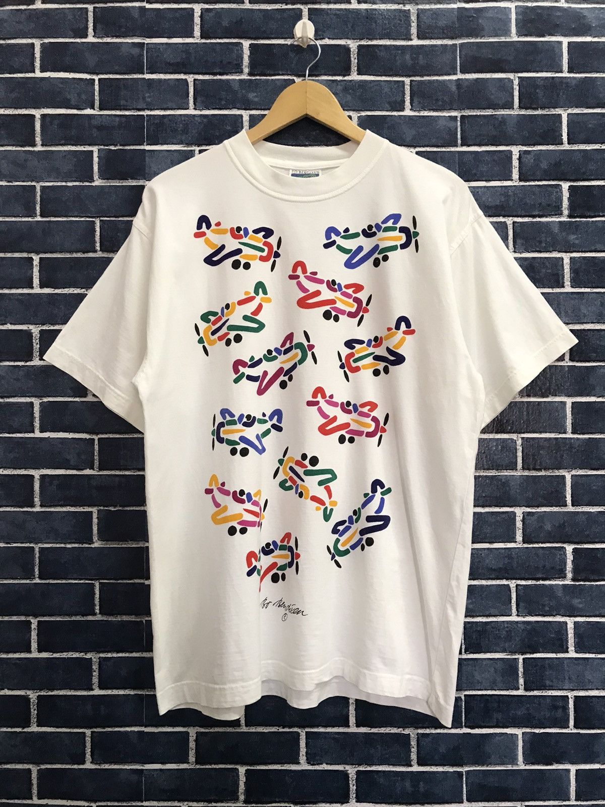 Vintage Vintage 90’s Bo Bendixen Pop Art Aeroplane Graphic Tshir Size US L / EU 52-54 / 3 - 1 Thumbnail