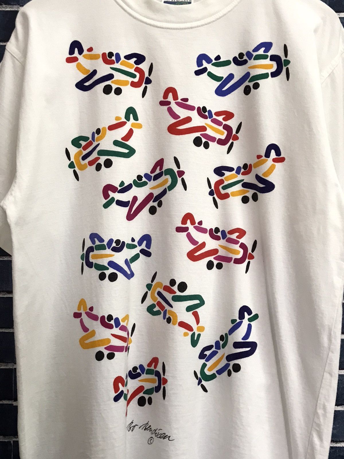 Vintage Vintage 90’s Bo Bendixen Pop Art Aeroplane Graphic Tshir Size US L / EU 52-54 / 3 - 4 Thumbnail