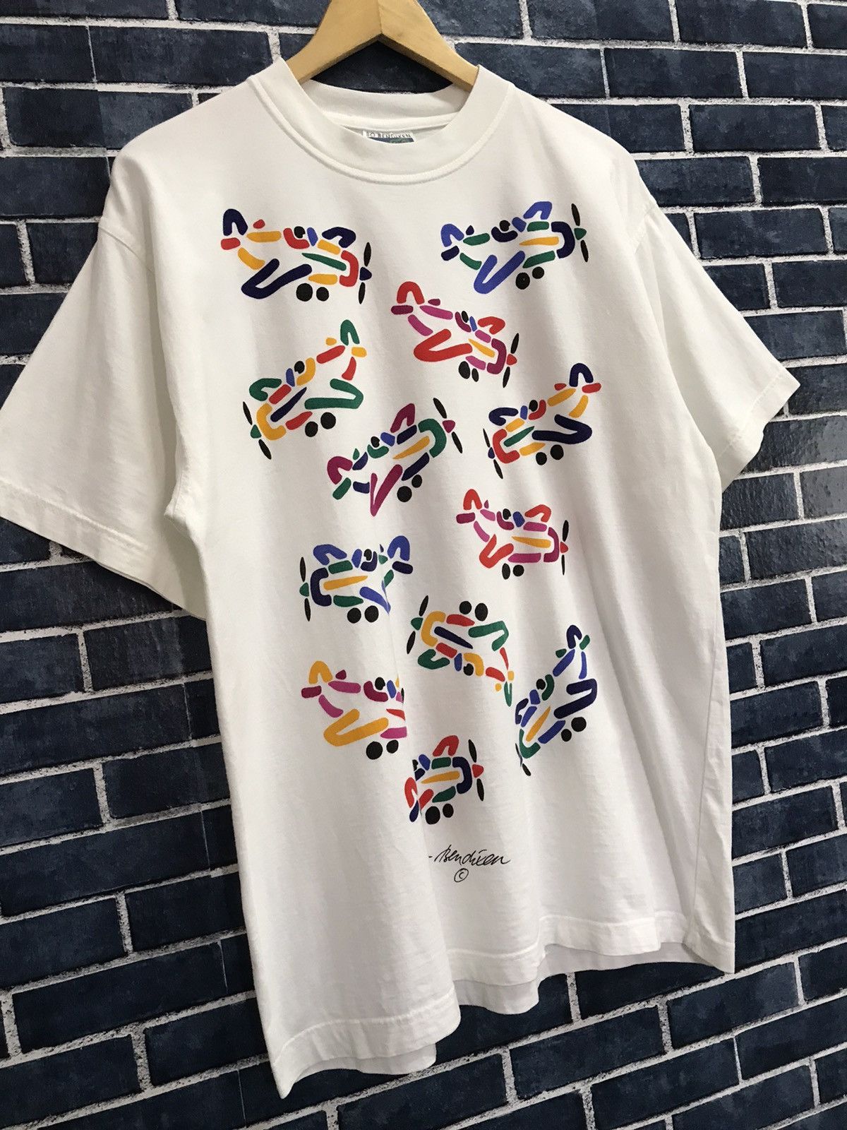 Vintage Vintage 90’s Bo Bendixen Pop Art Aeroplane Graphic Tshir Size US L / EU 52-54 / 3 - 3 Thumbnail