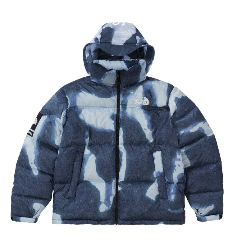 Supreme × The North Face Supreme TNF Bleached Denim Print Nuptse Jacket Indigo XL Size US XL / EU 56 / 4 - 2 Thumbnail