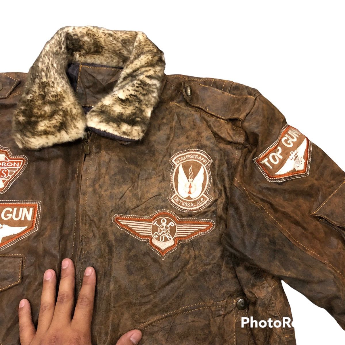 Vintage 🔥Last drop Rare vintage Top gun leather jacket hard to find Size US XL / EU 56 / 4 - 9 Thumbnail