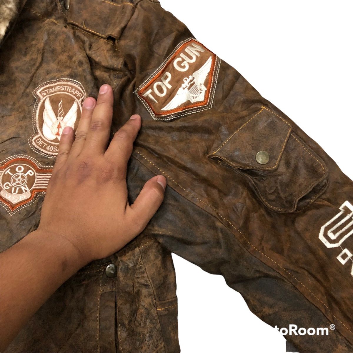 Vintage 🔥Last drop Rare vintage Top gun leather jacket hard to find Size US XL / EU 56 / 4 - 7 Thumbnail
