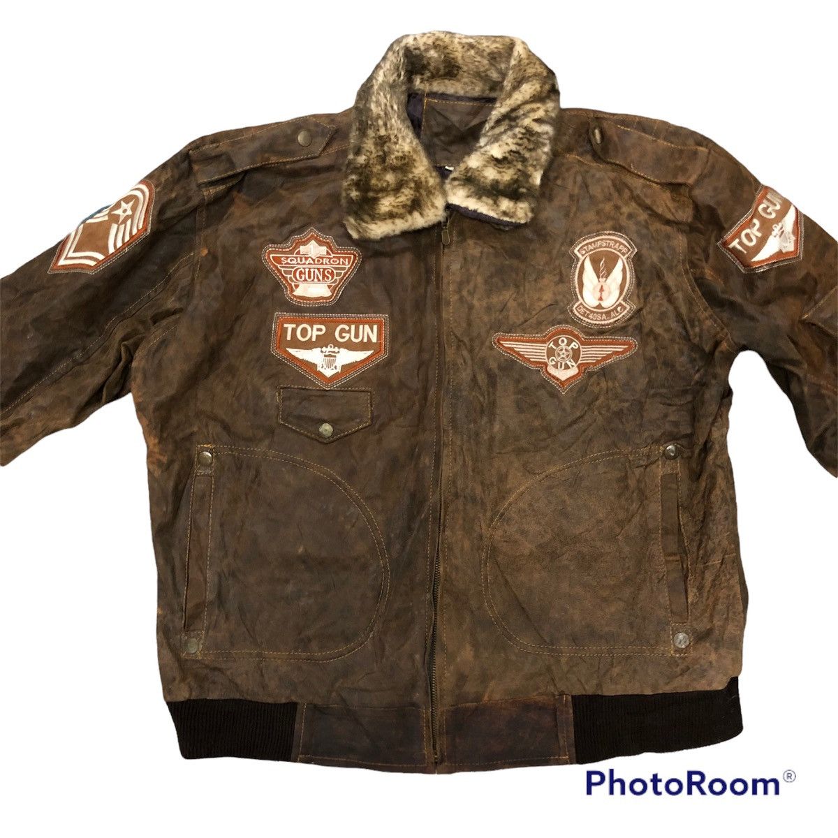 Vintage 🔥Last drop Rare vintage Top gun leather jacket hard to find Size US XL / EU 56 / 4 - 6 Thumbnail