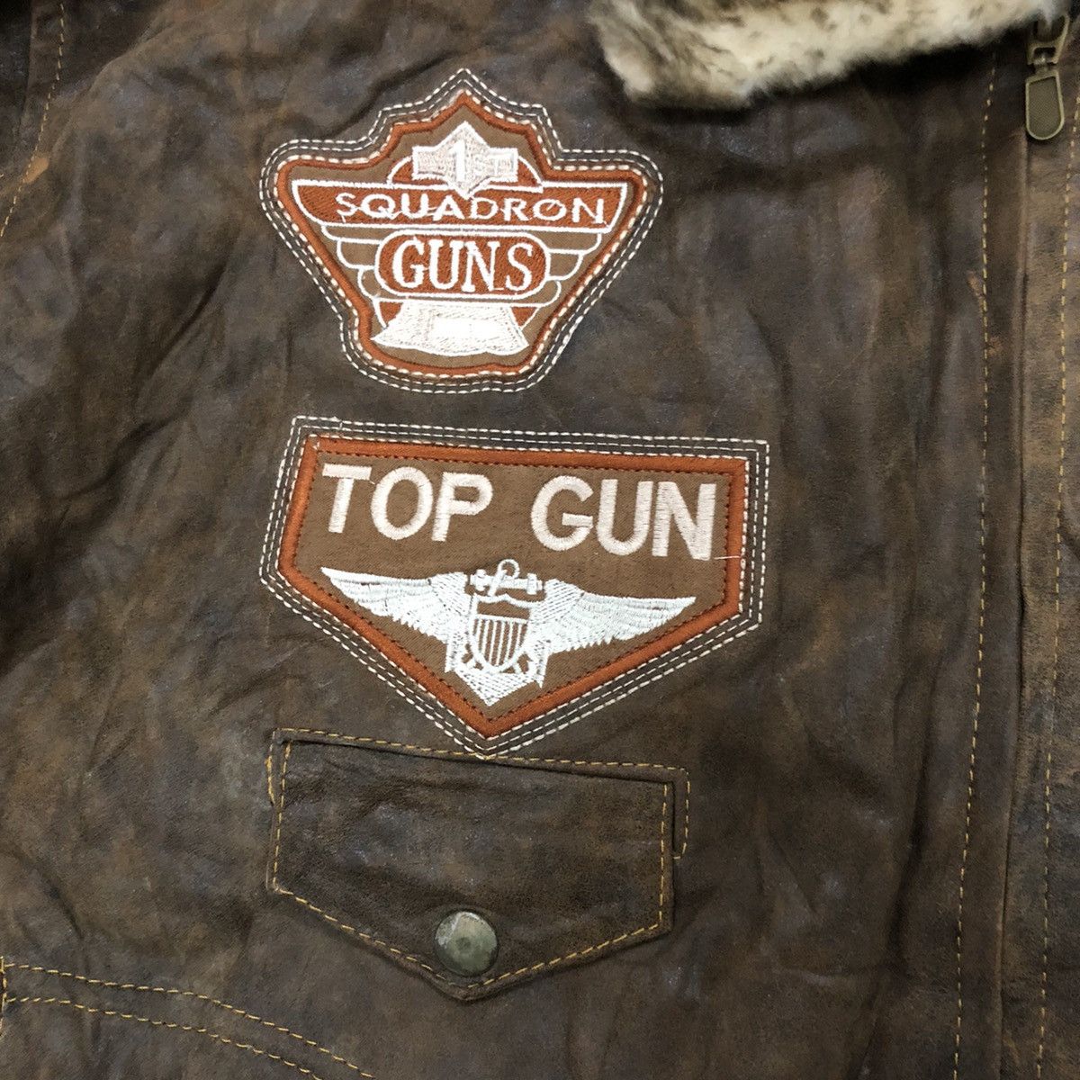 Vintage 🔥Last drop Rare vintage Top gun leather jacket hard to find Size US XL / EU 56 / 4 - 16 Thumbnail