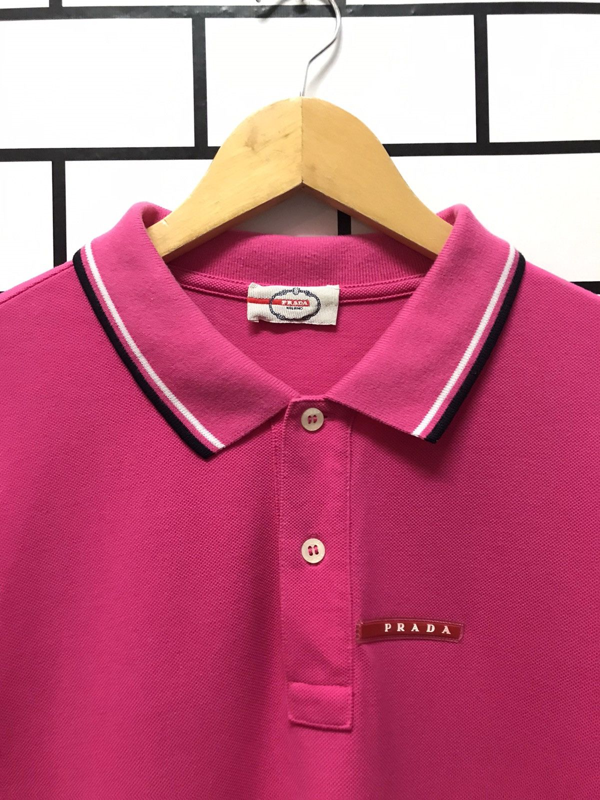 Prada PRADA Hot Pink Pique Polo Shirt Size US L / EU 52-54 / 3 - 4 Thumbnail