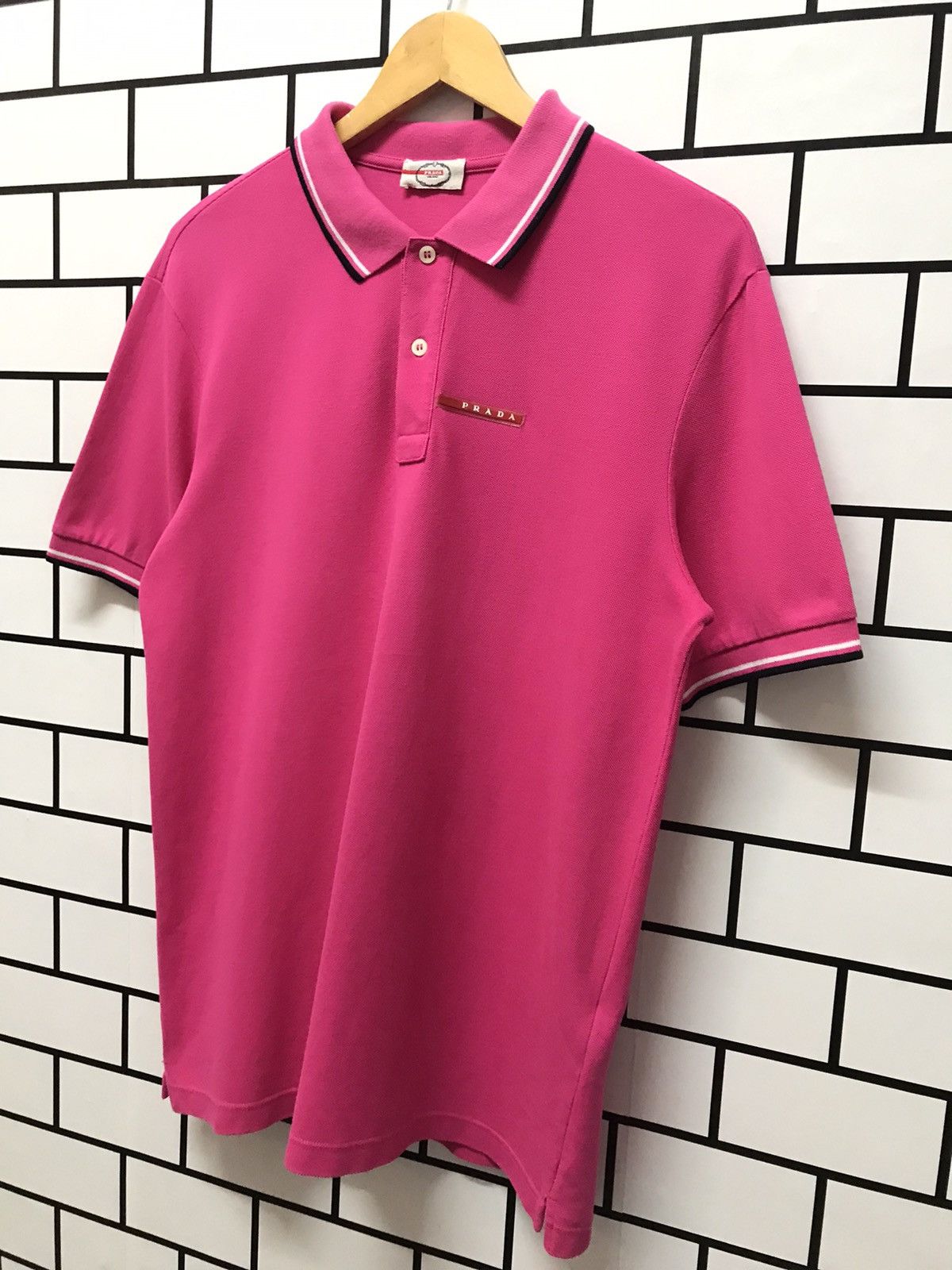 Prada PRADA Hot Pink Pique Polo Shirt Size US L / EU 52-54 / 3 - 2 Thumbnail