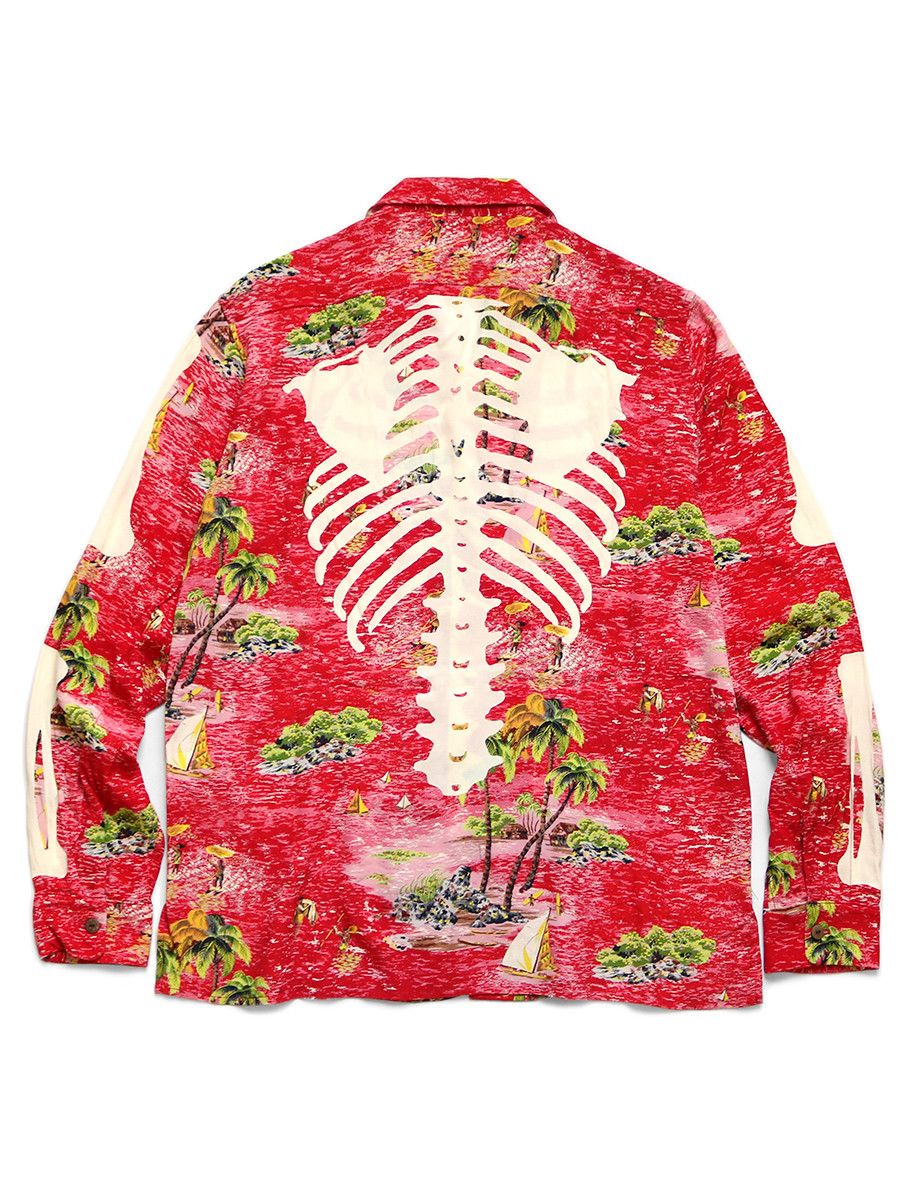 Kapital Kapital Rayon Kamehameha Skeleton Print Open Collar Shirt Size US XL / EU 56 / 4 - 4 Thumbnail