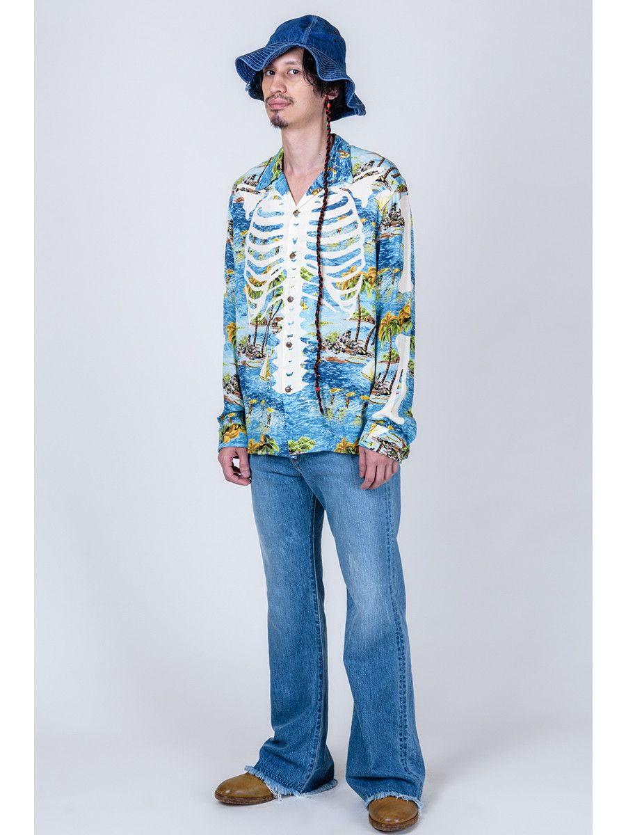 Kapital Kapital Rayon Kamehameha Skeleton Print Open Collar Shirt Size US XL / EU 56 / 4 - 3 Thumbnail