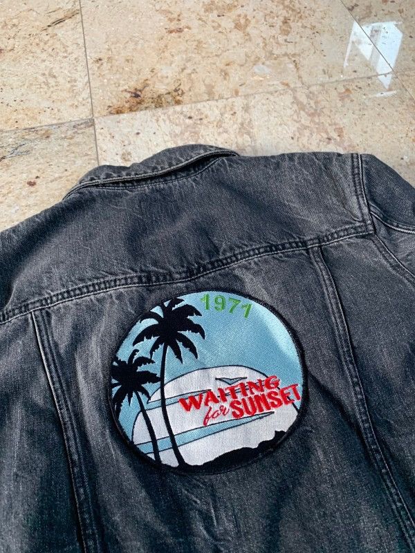 Saint Laurent Paris Waiting Sunset Vintage Black Denim Jacket Size US L / EU 52-54 / 3 - 6 Thumbnail