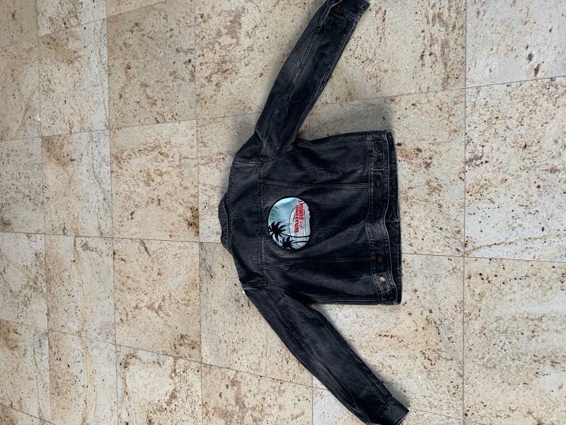 image of Saint Laurent Paris Waiting Sunset Vintage Black Denim Jacket, Men's (Size Large)