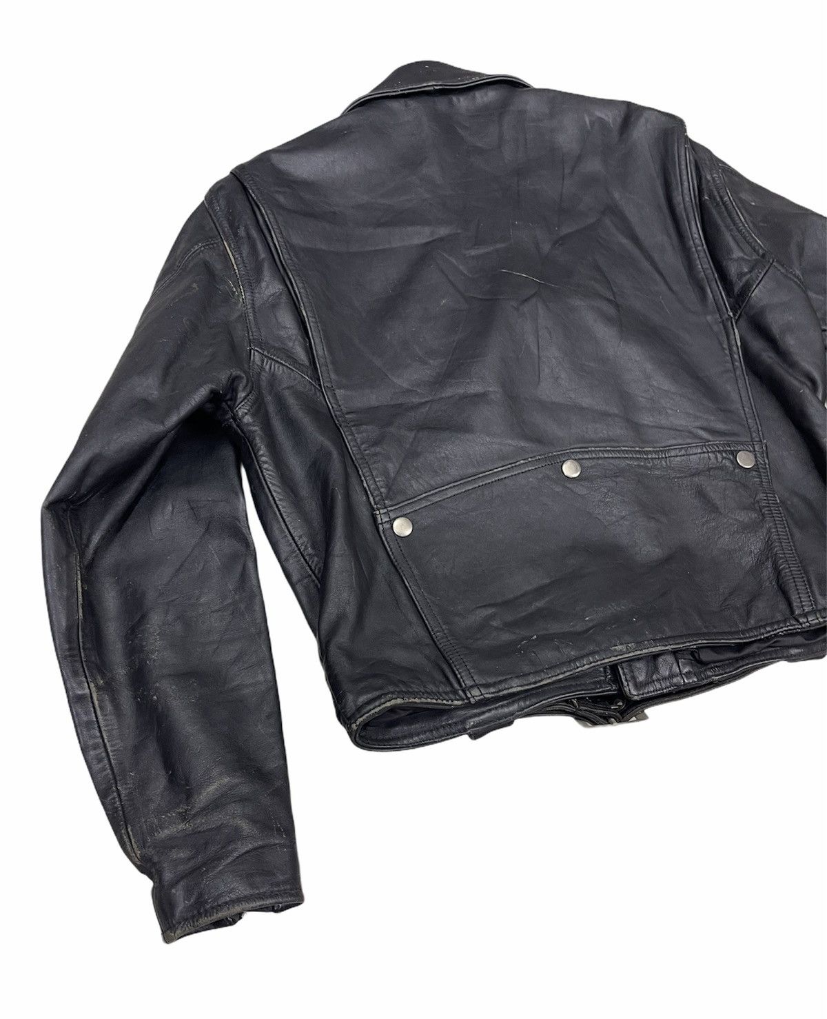 Vintage VINTAGE DOUBLE COLLAR LEATHER BIKER JACKET Size US M / EU 48-50 / 2 - 8 Thumbnail