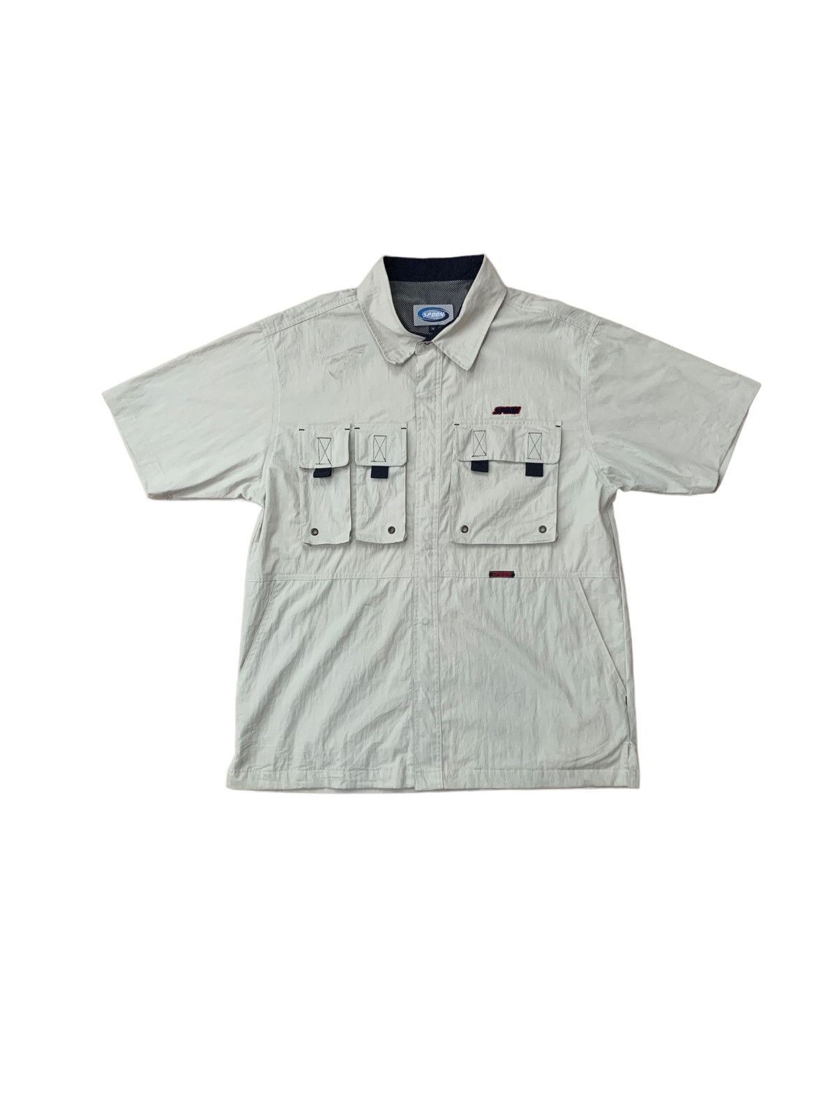 image of Gear For Sports x Racing Vintage Spoon Racing Multipocket Worker Tap Button Shirt in Beige (Size Me