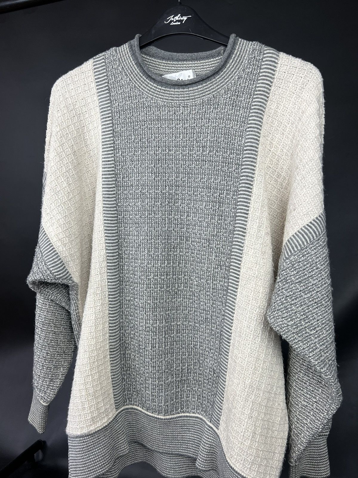 Carlo Colucci × Vintage VTG sweater Carlo Colucci gray with white logo Size US L / EU 52-54 / 3 - 2 Thumbnail