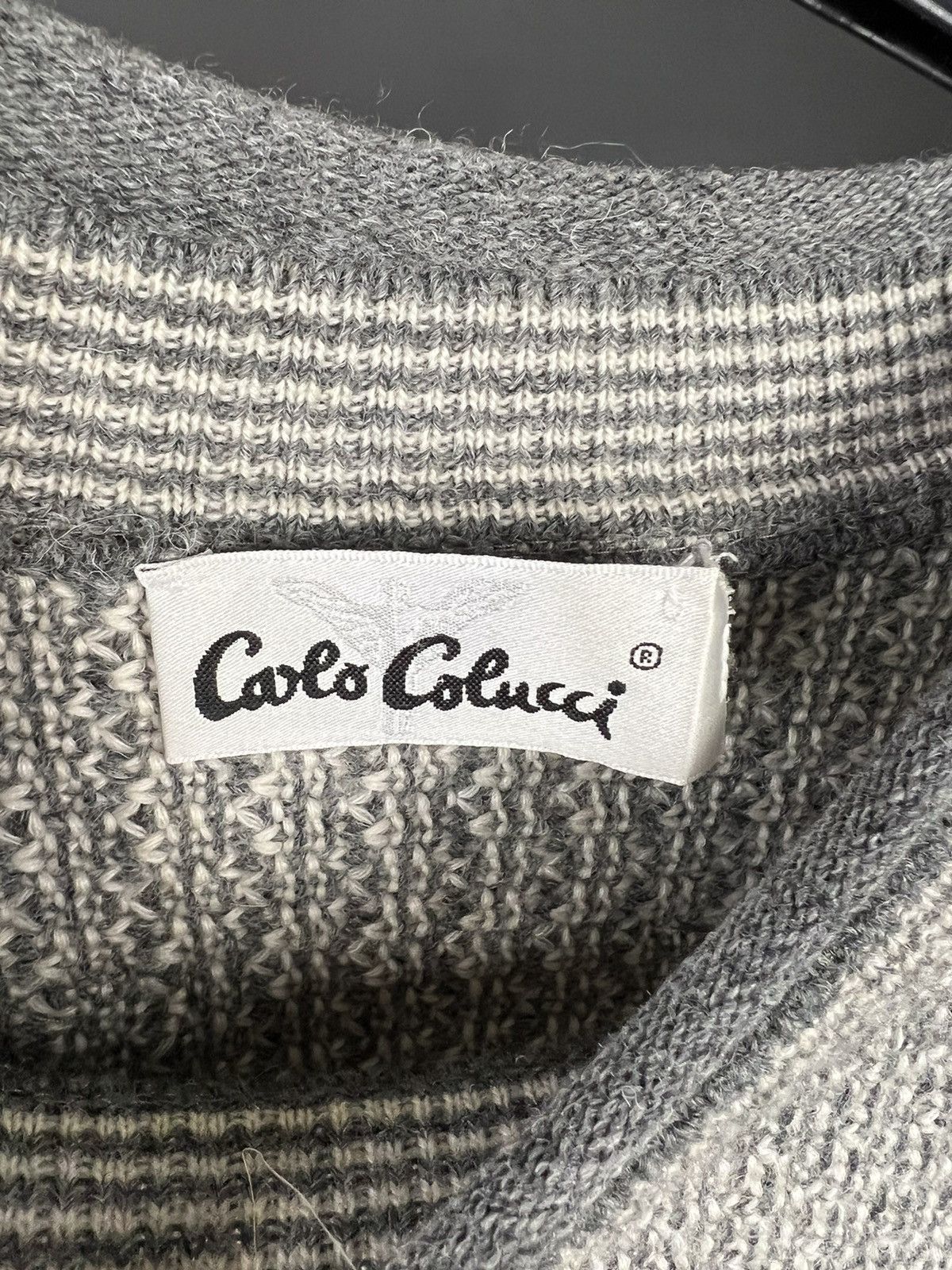 Carlo Colucci × Vintage VTG sweater Carlo Colucci gray with white logo Size US L / EU 52-54 / 3 - 3 Thumbnail