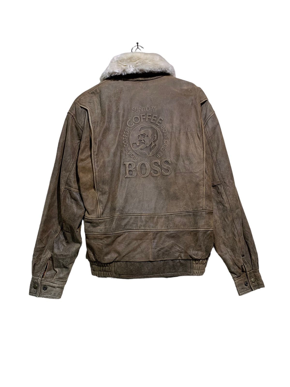 🔥VTG BOSS COFFEE LEATHER SHERPA JACKETS