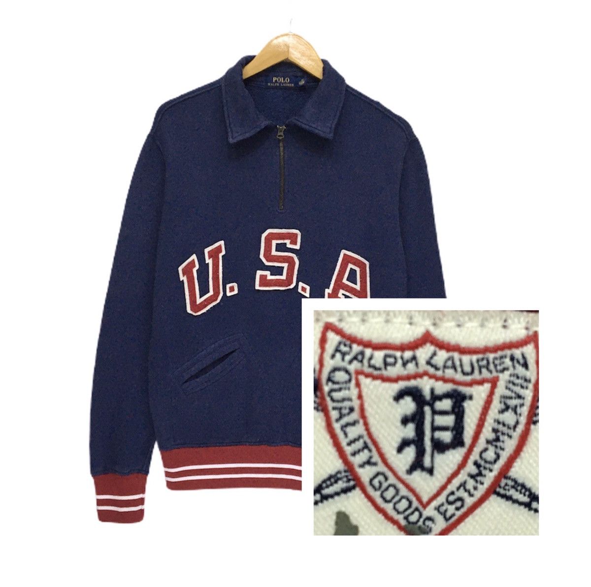 Polo Ralph Lauren Polo Usa Ralph Lauren Half Zip Sweatshirt Big Logo Size US S / EU 44-46 / 1 - 2 Thumbnail