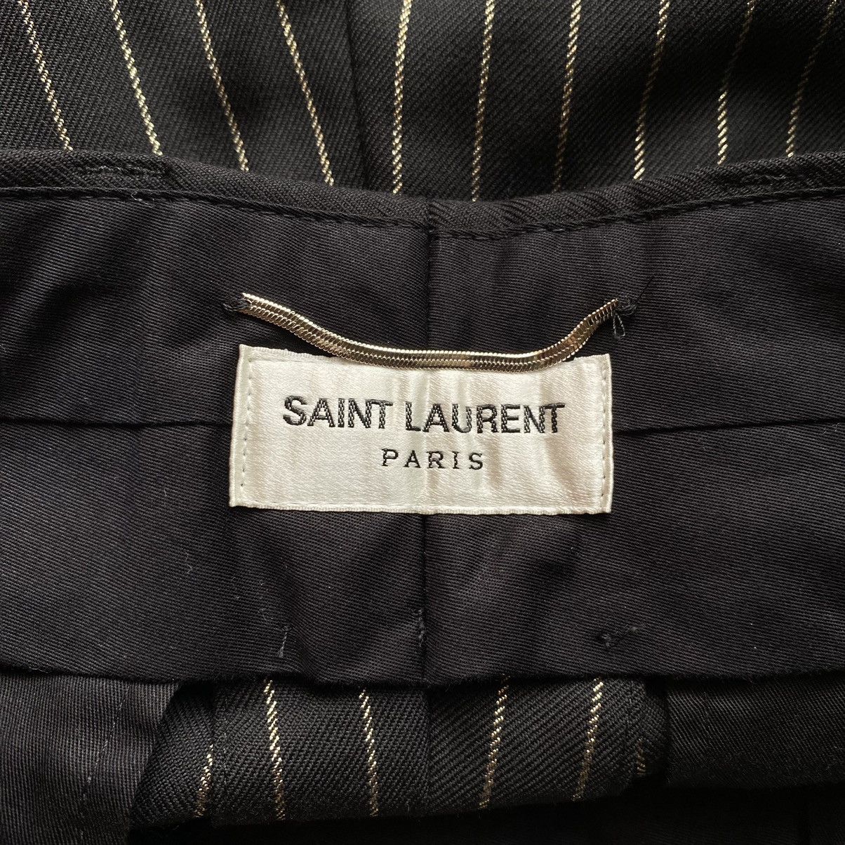 Saint Laurent Paris SLP Black Gold Stripe Wool Trousers Size US 30 / EU 46 - 7 Thumbnail