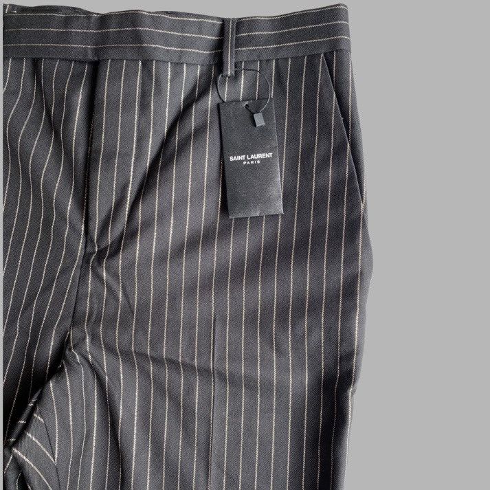 Saint Laurent Paris SLP Black Gold Stripe Wool Trousers Size US 30 / EU 46 - 2 Thumbnail