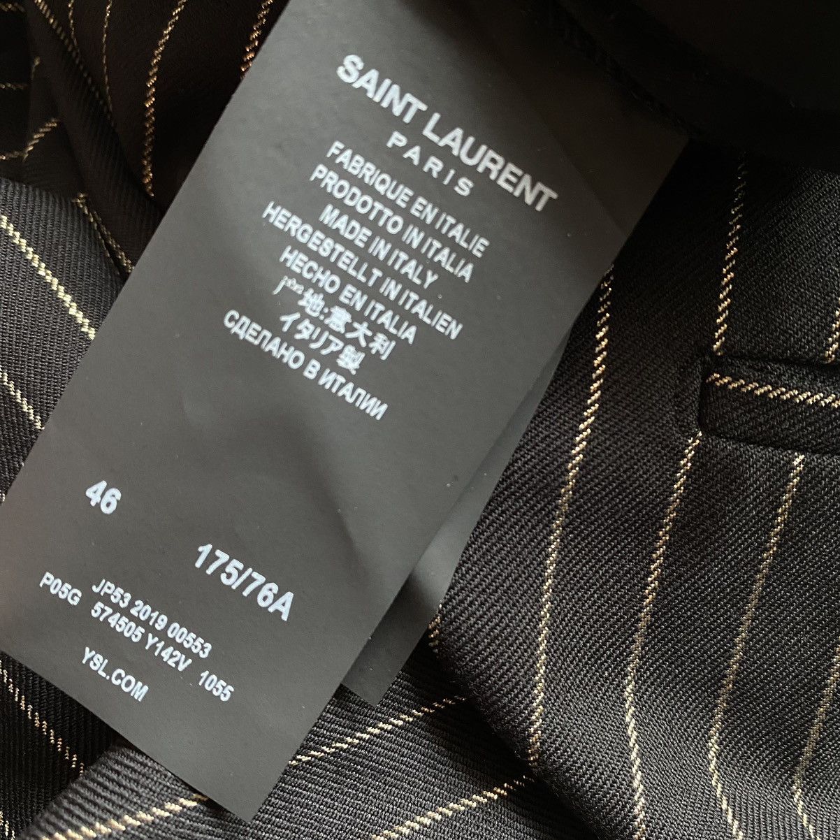Saint Laurent Paris SLP Black Gold Stripe Wool Trousers Size US 30 / EU 46 - 9 Thumbnail