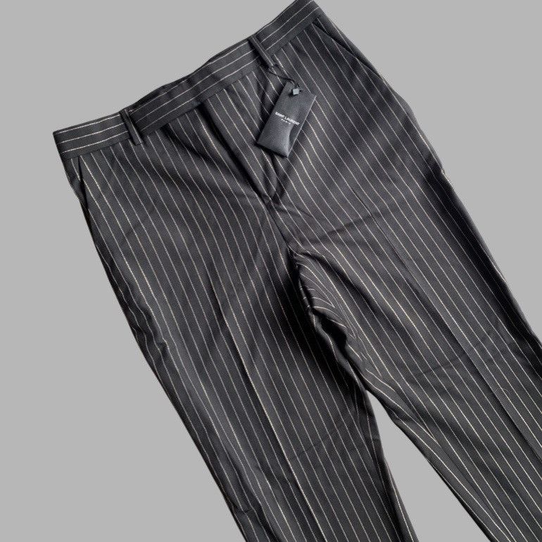 Saint Laurent Paris SLP Black Gold Stripe Wool Trousers Size US 30 / EU 46 - 4 Thumbnail