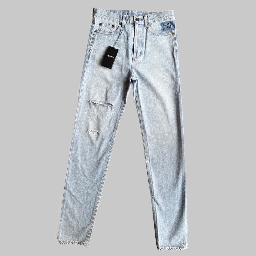 Saint Laurent Paris Fall 2017 Light Blue Slim Fit Jeans Size US 29 - 2 Thumbnail