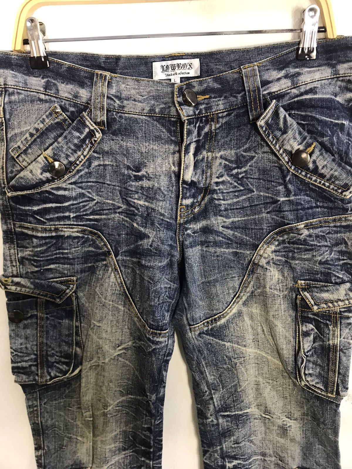 LOWBOX Lowbox Cargo Multipocket Indigo Whisker Tactical Denim Size US 32 / EU 48 - 3 Thumbnail
