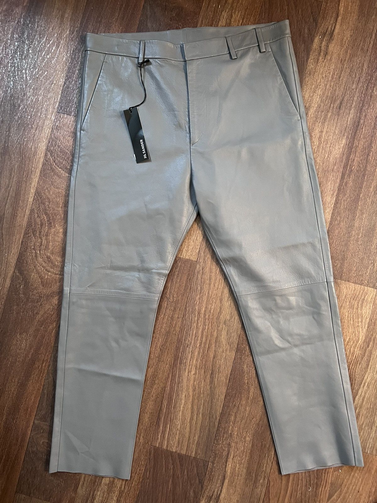 Jil Sander NWT cropped leather trousers, IT48 (fit IT50), Italy Size US 34 / EU 50 - 1 Thumbnail