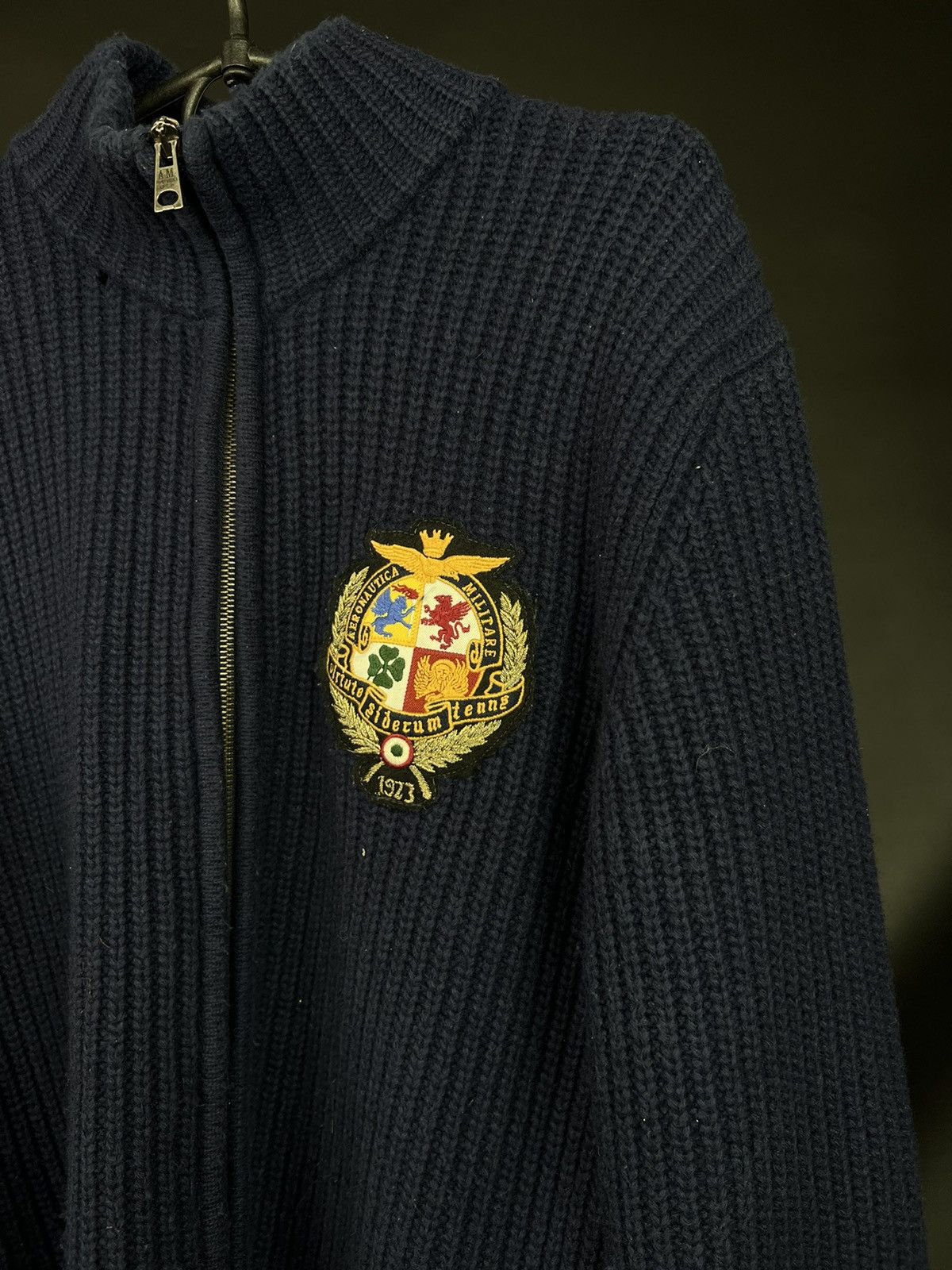 Aeronautica Militare × Vintage VTG Aaronautica militare Navy Blue Full Zip Logo Sweater Size US XL / EU 56 / 4 - 2 Thumbnail