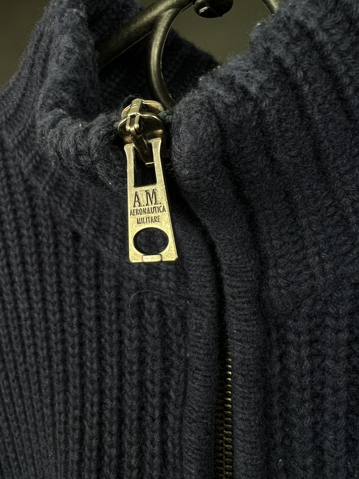 Aeronautica Militare × Vintage VTG Aaronautica militare Navy Blue Full Zip Logo Sweater Size US XL / EU 56 / 4 - 3 Thumbnail