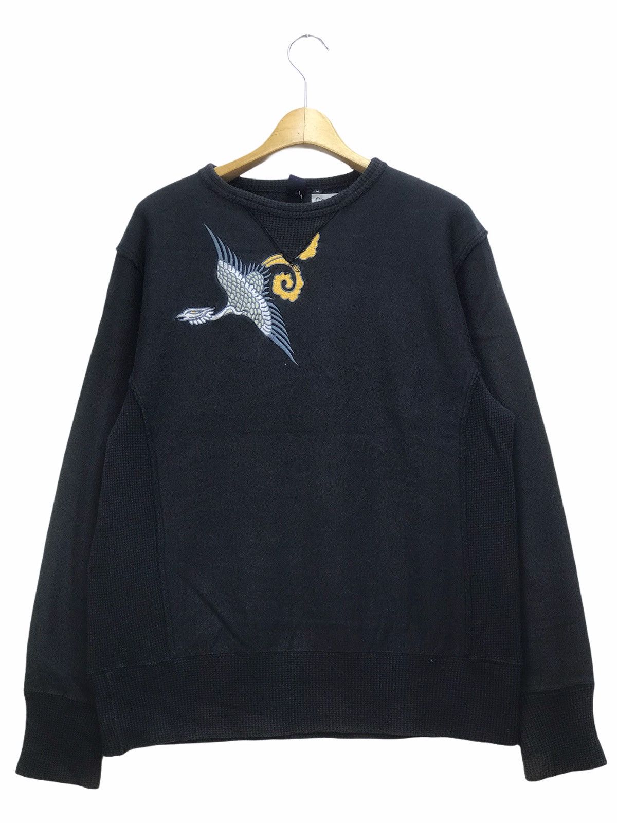 image of Archival Clothing x Vintage Ku Usa Crane Embriodery Sukajan Sweatshirt in Black, Men's (Size Medium