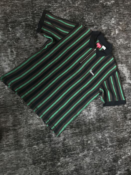 Supreme Supreme Open Knit Stripe Zip Polo Shirt SS22 Size Large