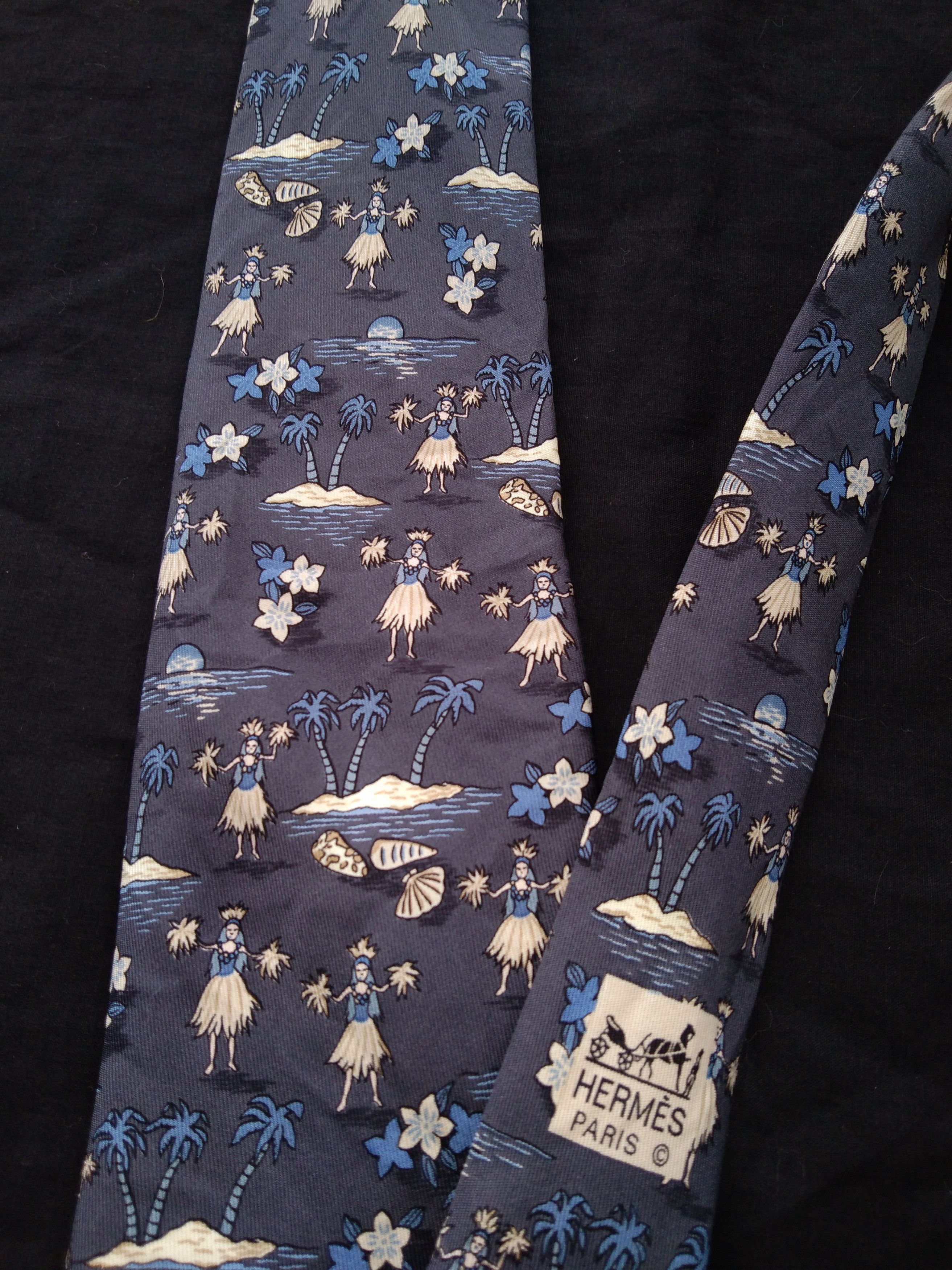 Hermes Hermes "Sexy Hawaiian Girl" Silk Ties Size ONE SIZE - 4 Thumbnail